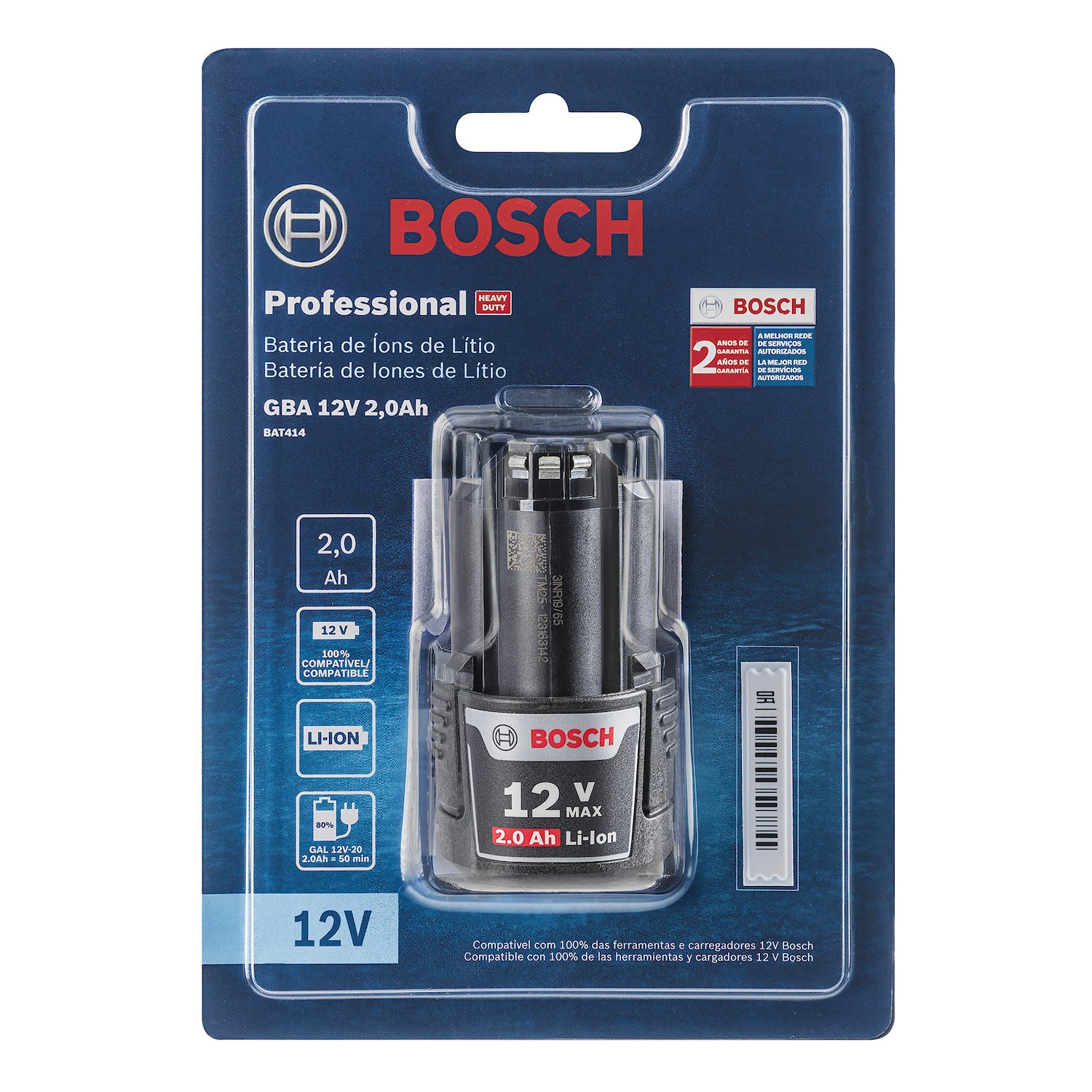 Bateria Bosch GBA 12V 2Ah Íons de Lítio