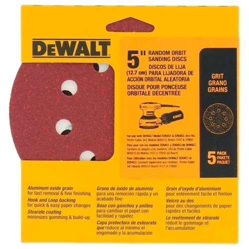 Discos Lixa 5" Grão 120 Médio 8F 5un DW4303 X DeWalt