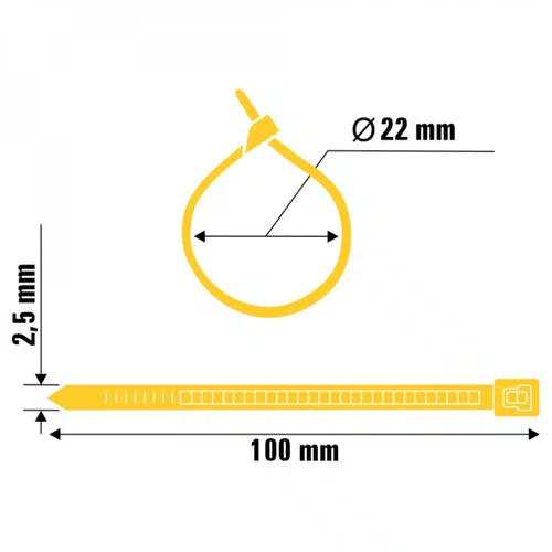Abraçadeira Nylon 100 x 2,5mm Amarela 100un A11088 Ajax
