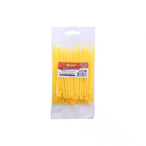 Abraçadeira Nylon 100 x 2,5mm Amarela 100un A11088 Ajax