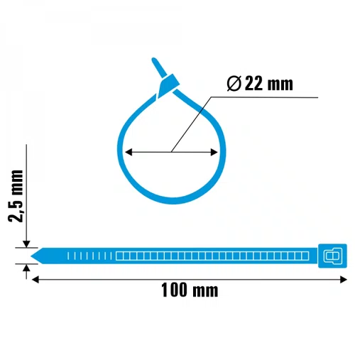 Abraçadeira Nylon 100 x 2,5mm Azul 100un A11084 Ajax