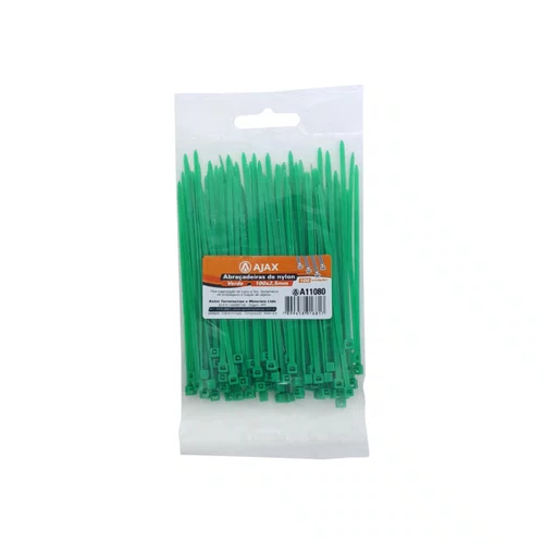 Abraçadeira Nylon 100 x 2,5mm Verde 100un A11080 Ajax