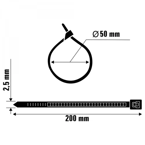 Abraçadeira Nylon 200 x 2,5mm Preta 100un A11008 Ajax