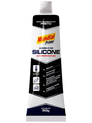 Adesivo Silicone Alta Temperatura 50G Preto Mundial Prime