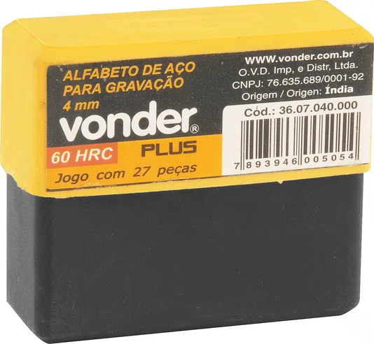Alfabeto de Aço para Gravação 4 mm – Vonder