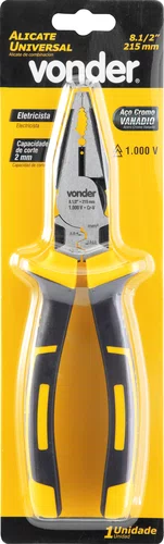 Alicate Universal 8,5" CRV Eletricista Isolado 1000V Vonder