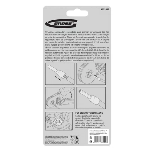Alicate Crimpador Terminal Tubular 0,5 a 8mm 1772455 Gross