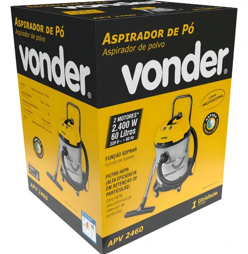 Aspirador de Pó e Líquidos 2.400 W 60 Litros 220 V APV 2460 6864246020 – Vonder