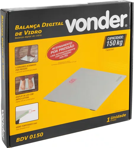 BALANCA DIGITAL DE VIDRO 150KG VONDER