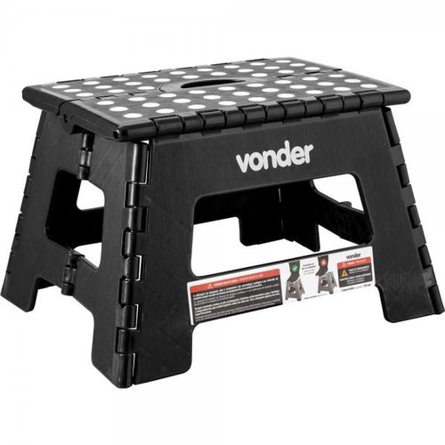 Banqueta Plástica Dobrável Preta Altura 220mm Vonder