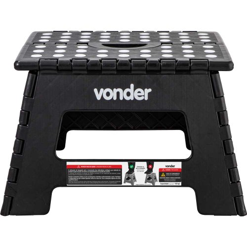Banqueta Plástica Dobrável Preta Altura 220mm Vonder
