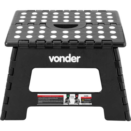 Banqueta Plástica Dobrável Preta Altura 220mm Vonder