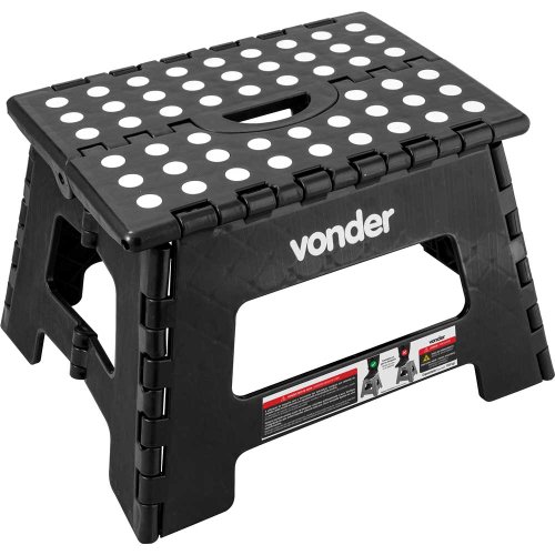 Banqueta Plástica Dobrável Preta Altura 220mm Vonder