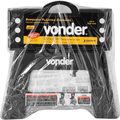 Banqueta Plástica Dobrável Preta Altura 220mm Vonder