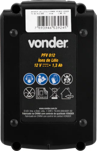 Bateria de Íons de Lítio 12V para Parafusadeira PFV012 Vonder
