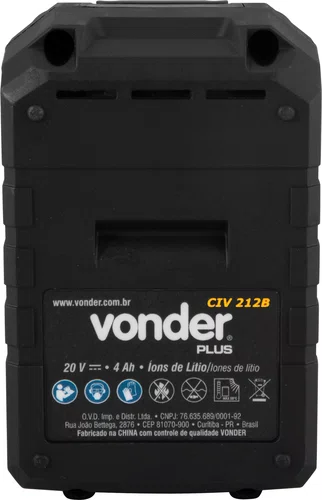 Bateria de Íons de Lítio 20V 4,0Ah para Chave de Impacto Vonder