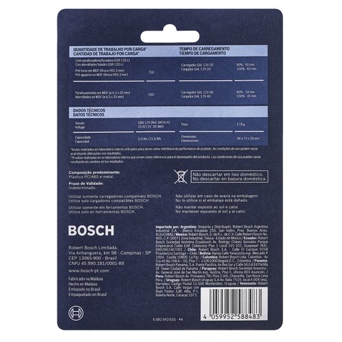 Bateria Bosch GBA 12V 2Ah Íons de Lítio