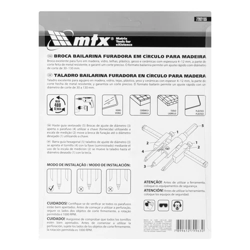 Broca Ajustável (bailarina) para Cerâmica 30 a 130mm 7282155 MTX