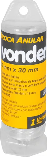 Broca Anular 16x30 mm Encaixe Weldon 19 mm Vonder
