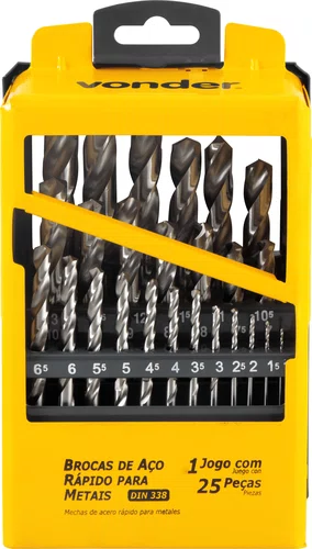 Jogo de Brocas de Aço Rápido DIN 338 1,0 a 13 mm – Vonder