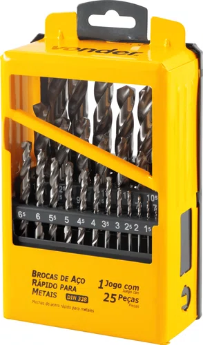Jogo de Brocas de Aço Rápido DIN 338 1,0 a 13 mm – Vonder