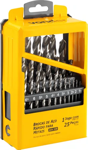 Jogo de Brocas de Aço Rápido DIN 338 1,0 a 13 mm – Vonder