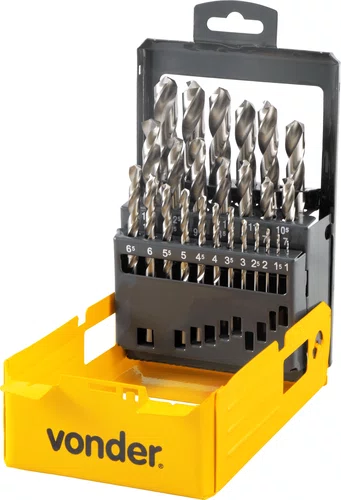 Jogo de Brocas de Aço Rápido DIN 338 1,0 a 13 mm – Vonder