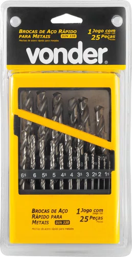 Jogo de Brocas de Aço Rápido DIN 338 1,0 a 13 mm – Vonder