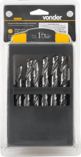 Jogo de Brocas de Aço Rápido DIN 338 1,0 a 13 mm – Vonder