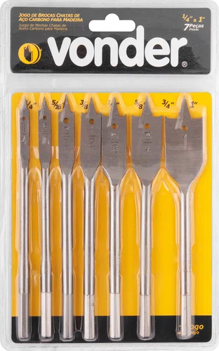 Jogo de Brocas Chatas 1/4" a 1" com 7 Peças Vonder