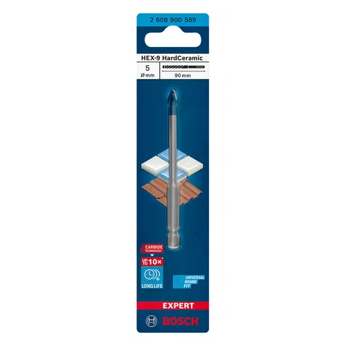 Broca HEX-9 HardCeramic 5 x 90mm 2608900589 Bosch