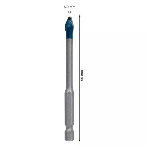 Broca HEX-9 HardCeramic 6 x 90mm 2608900590 Bosch