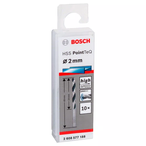 Broca HSS DIN 338 2.0mm PointTeQ 2608577188 Bosch