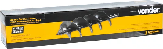 Broca para Perfuração de Solo Espiral Duplo 150x800 mm Vonder