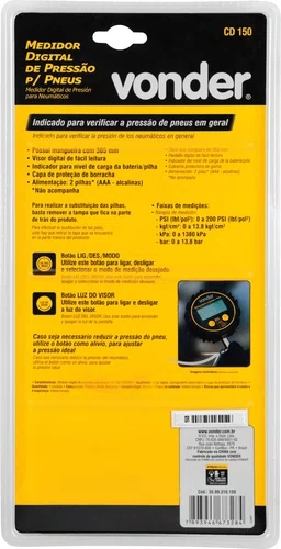 Calibrador de Pneus Digital 0 a 200PSI CD 150 Vonder