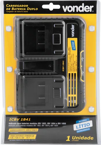 Carregador Duplo de Bateria 18V ICBV1841 Vonder