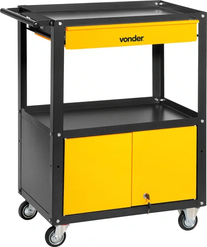 Carro para Ferramentas com 1 Gaveta, Porta com Chave e 4 Rodízios de 3" Vonder