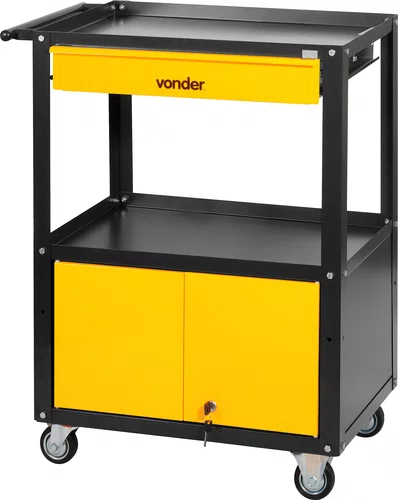 Carro para Ferramentas com 1 Gaveta, Porta com Chave e 4 Rodízios de 3" Vonder