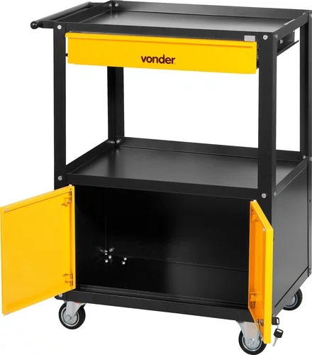 Carro para Ferramentas com 1 Gaveta, Porta com Chave e 4 Rodízios de 3" Vonder