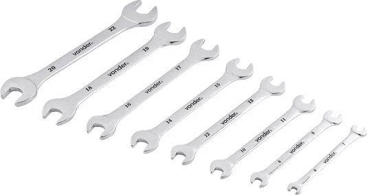 Jogo de Chaves Fixas 6 a 22 mm CRV Cromada 8 Peças Vonder