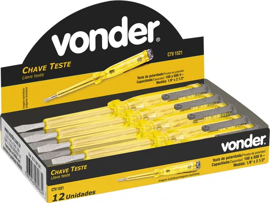 Chave Teste 100 a 500V Caixa com 12 Unidades Vonder