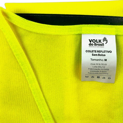 Colete Refletivo Poliéster Sem Bolso Amarelo M
