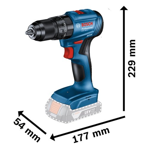 Combo 18V Parafusadeira Furadeira GSB185-LI + Chave impacto GDR18V-200 Maleta Alumínio 0615A0025X Bosch