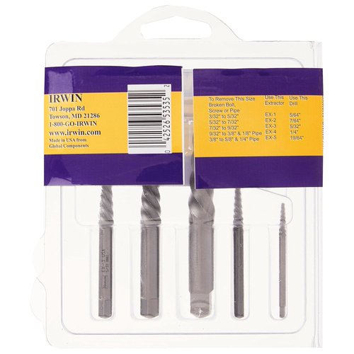 Conjunto Extrator De Parafusos Quebrados 5 Peças 53535 Irwin