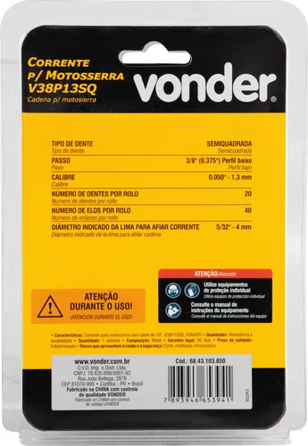Corrente para Motosserra Sabre 10" V38P13SQ Vonder
