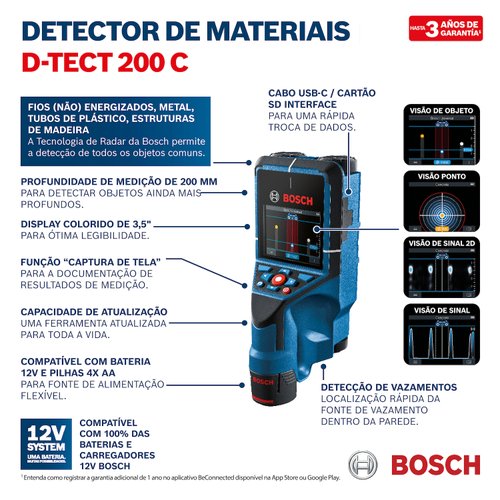 Detector de Materiais Bosch D-TECT 200