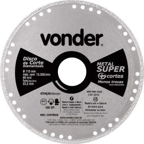 Disco de Corte Diamantado 115 mm Super Vonder