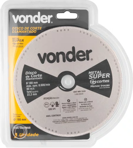 Disco de Corte Diamantado 180 mm Metal Super Vonder