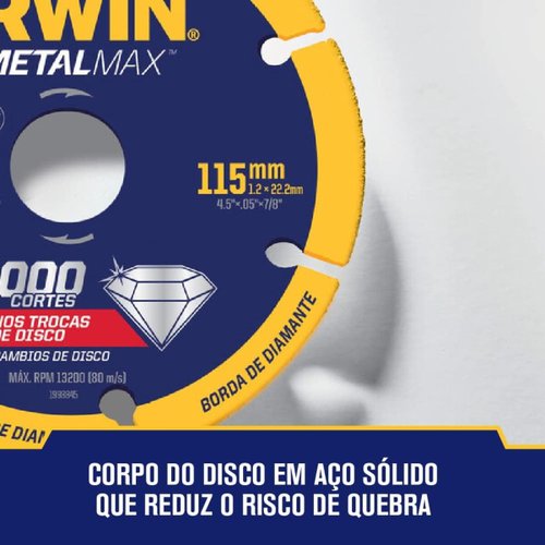 Disco Corte Diamantado Metalmax ag 4.5"x7/8" 1998845 Irwin