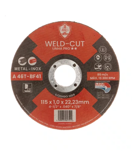 Disco De Corte  4.1/2 Pol. 115 X1,0X22mm Pró Cut - 1199 - SC WELD